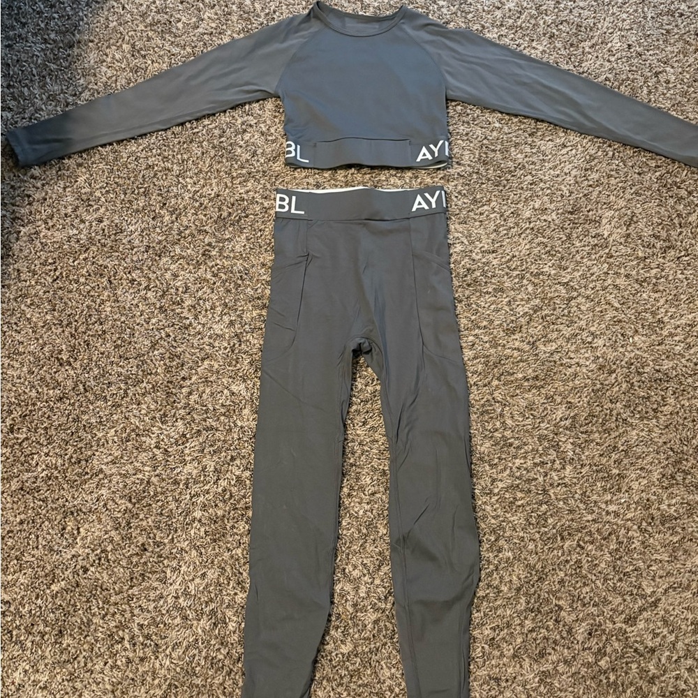 AYBL Charcoal Crop Top and Leggings Set